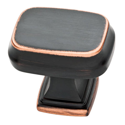Brightened Opulence 1-5/16 in. (33mm) Bronze with Copper Highlights Square Cabinet Knob - Super Arbor