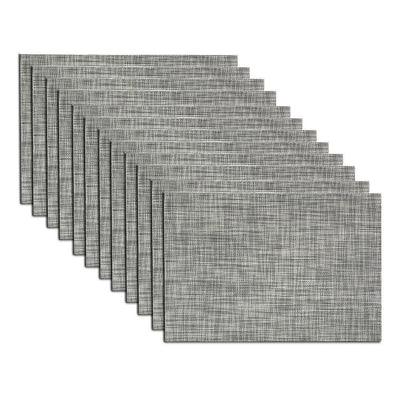 EveryTable 18 in. x 12 in. Gray and White Weave Polyester Placemat (Set of 12) - Super Arbor