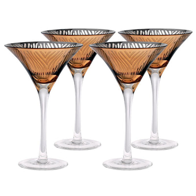 8 oz. Zebra Gold Design Martini Glass (Set of 4) - Super Arbor