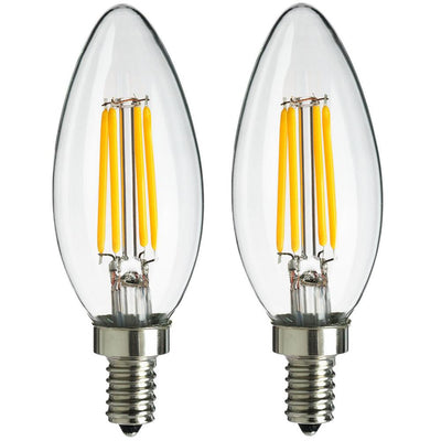 Sunlite 25-Watt Equivalent B11 Dimmable Filament Edison LED Light Bulb Amber, 1800K (2-Pack) - Super Arbor