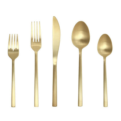 5-Piece SS Titan PVD Arezzo Brushed Gold Place Setting, Boxed (Service for 1) - Super Arbor