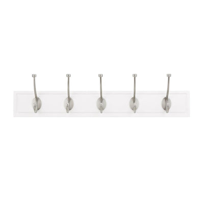 27 in. White Rail with 5 Satin Nickel Hooks - Super Arbor