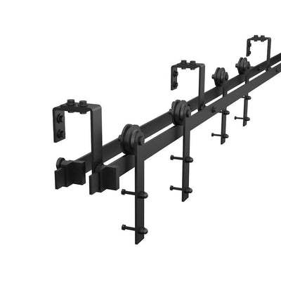 8 ft./96 in. Black Bypass Sliding Barn Hardware Track Kit for Double Wood Doors with Non-Routed Door Guide - Super Arbor