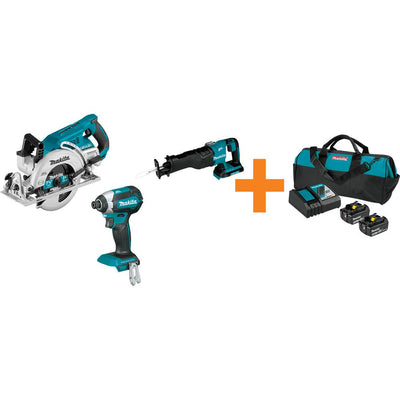 18V LXT Brushless 1/4 in. Impact Driver, 7-1/4 in. Circular Saw and Reciprocating Saw with bonus 18V LXT Starter Pack - Super Arbor