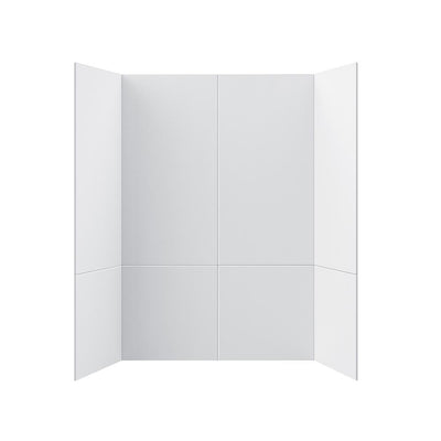 Flat 60 in. W x 90 in. H 8-Piece Glue Up Cultured Marble Alcove Shower Wall Surround in Matte White - Super Arbor