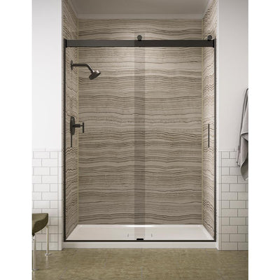 Levity 59.625 in. W x 82 in. H Frameless Sliding Shower Door in Anodized Dark Bronze - Super Arbor