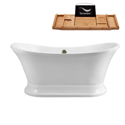 68 in. Acrylic Flat Bottom Non-Whirlpool Bathtub in White - Super Arbor