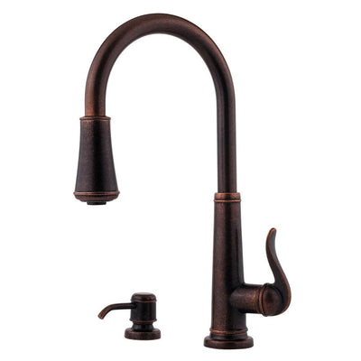 Ashfield Single-Handle Pull-Down Sprayer Kitchen Faucet in Rustic Bronze - Super Arbor