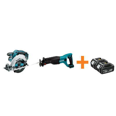 18-Volt LXT Lithium-Ion 6-1/2 in. Cordless Circular Saw and Reciprocal Saw with Free 4.0Ah Battery (2-Pack) - Super Arbor