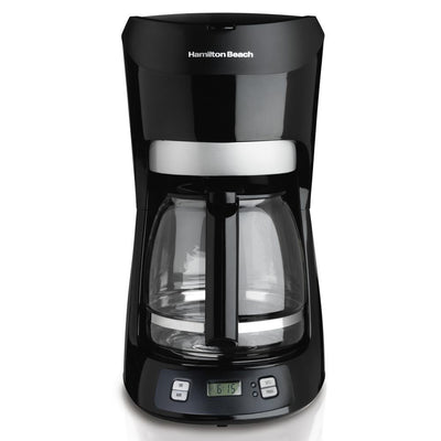 12-Cup Black with Digital Clock Drip Coffeemaker with Digital Clock - Super Arbor