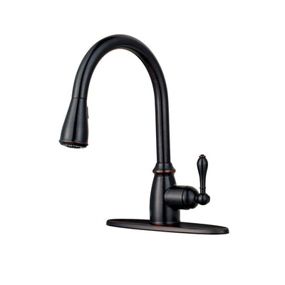 Canton Single-Handle Pull-Down Sprayer Kitchen Faucet in Tuscan Bronze - Super Arbor