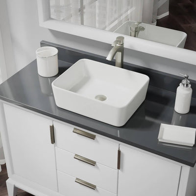Porcelain Vessel Sink in Biscuit with 7006 Faucet and Pop-Up Drain in Brushed Nickel - Super Arbor