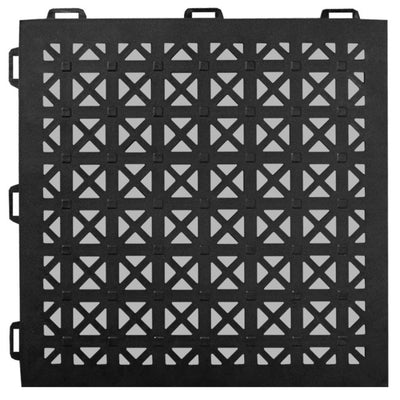 Greatmats StayLock Perforated Black 12 in. x 12 in. x 0.56 in. PVC Plastic Interlocking Outdoor Floor Tile (Case of 26)
