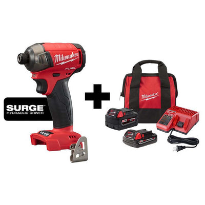 M18 FUEL SURGE 18-Volt Lithium-Ion Brushless Cordless 1/4 in. Hex Impact Driver with 5.0 Ah & 2.0 Ah Battery & Charger - Super Arbor