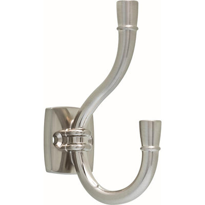 Izak 1-1/2 in. Satin Nickel Coat Hook - Super Arbor