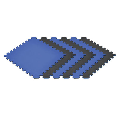 Norsk Black/Blue 24 in. x 24 in. x 0.51 in. Foam Interlocking Reversible Floor Mat (6-Pack)