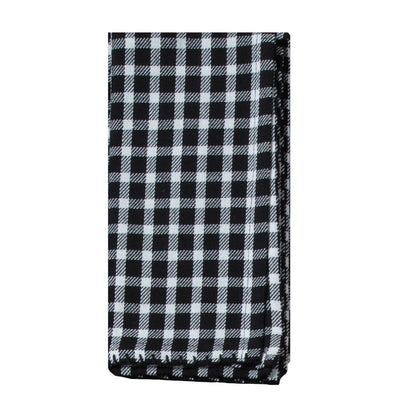 Farmhouse 20 in. x 20 in. Black and White Gingham Cotton Napkins (4-Pack) - Super Arbor