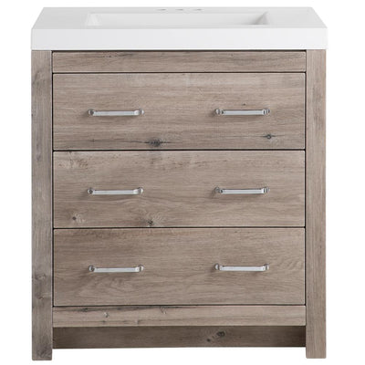 Woodbrook 31 in. W x 19 in. D Bath Vanity in White Washed Oak with Cultured Marble Vanity Top in White with White Sink - Super Arbor