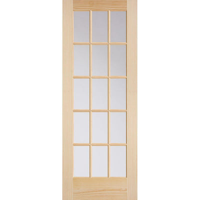 30 in. x 80 in. French 15-Lite Solid-Core Smooth Unfinished Pine Veneer Composite Interior Door Slab - Super Arbor