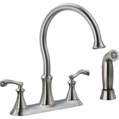 Vessona 2-Handle Standard Kitchen Faucet with Side Sprayer in Stainless - Super Arbor