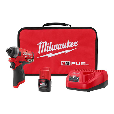 M12 FUEL 12-Volt Lithium-Ion Brushless Cordless 1/4 in. Hex Impact Driver Kit with One 2.0 Ah Battery, Charger and Bag - Super Arbor