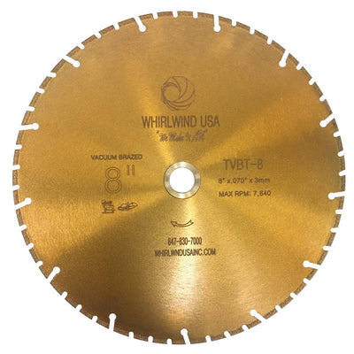 Whirlwind USA 8 in. 52-Teeth Segmented Diamond Blade for Dry and Wet Metal Cutting
