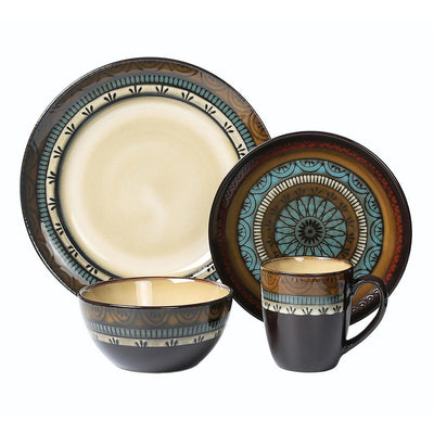 16-Piece Casual Shiny Finish Stoneware Dinnerware Set (Service for 4) - Super Arbor