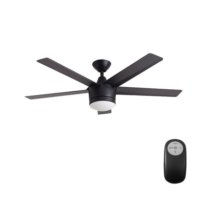 Merwry 52 in. Integrated LED Indoor Matte Black Ceiling Fan with Light Kit and Remote Control - Super Arbor