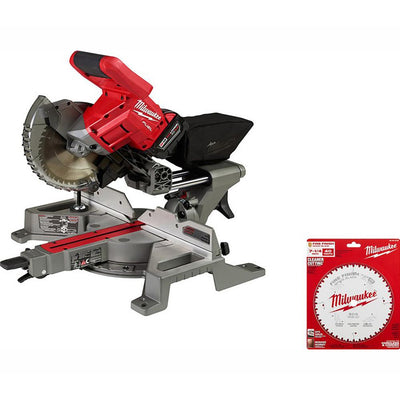 M18 FUEL 18-Volt Lithium-Ion Brushless Cordless 7-1/4 in. Dual Bevel Sliding Compound Miter Saw Kit with Extra Blade - Super Arbor