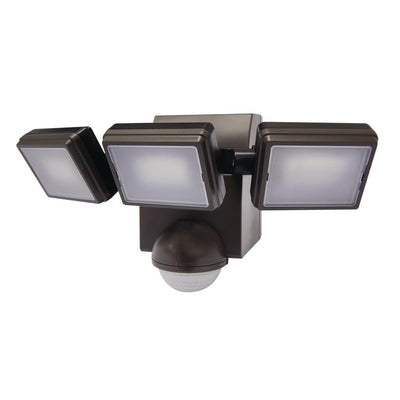 Defiant 1000 Lumen 180- Degree Outdoor Bronze LED Battery Motion Activated Outdoor Flood Light