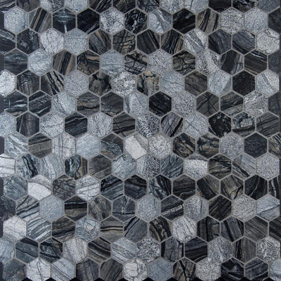 MSI Henley Hexagon 12 in. x 12 in. x 10 mm Textured Marble Mesh-Mounted Mosaic Tile (10 sq. ft. / case) - Super Arbor