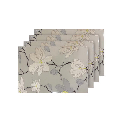 Magnolia Beige Reversible Metallic Printed Placemats (Set of 4) - Super Arbor