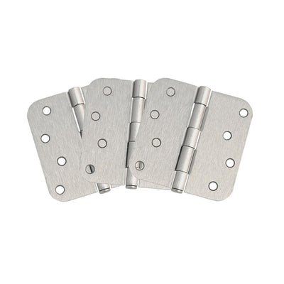 4 in. x 5/8 in. Radius Satin Nickel Door Hinge Value Pack (3 per Pack) - Super Arbor