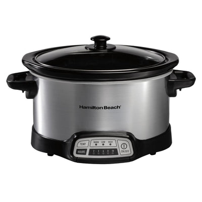 4 Qt. Stainless Steel Slow Cooker with Built in Timer - Super Arbor