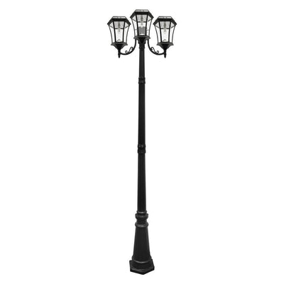 Victorian Bulb Series 3-Head Black Integrated LED Outdoor Solar Lamp Post with the GS Solar LED Light Bulb - Super Arbor