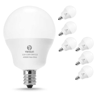 YANSUN 40-Watt Equivalent 5W G14 Non-Dimmable Global LED Light Bulb E12 Base in Natural Daylight White 4000K (6-Pack) - Super Arbor