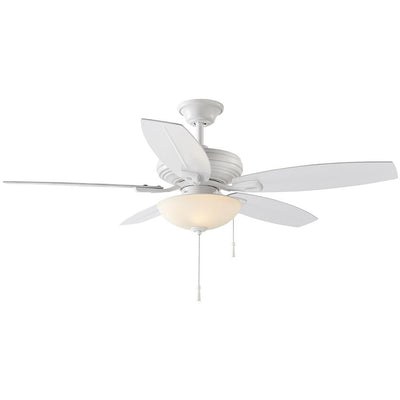 North Pond 52 in. LED Outdoor Matte White Ceiling Fan with Light