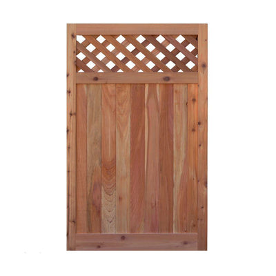 3.5 ft. H W x 6 ft. H H Western Red Cedar Flat Top Diagonal Lattice Fence Gate - Super Arbor