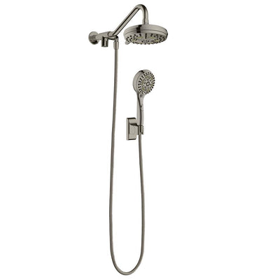 6-spray 7 in. Dual Shower Head and Handheld Shower Head with Low Flow in Brushed-Nickel - Super Arbor