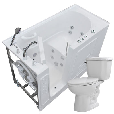 60 in. Walk-In Whirlpool Bathtub in White with 1.28 GPF Single Flush Toilet - Super Arbor