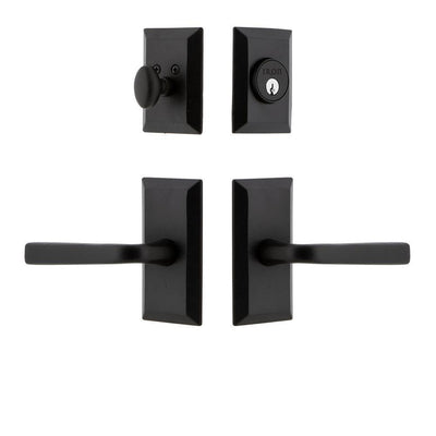 Vale Plate Black Iron Door Handleset Combo Pack with Lance Door Lever - Super Arbor