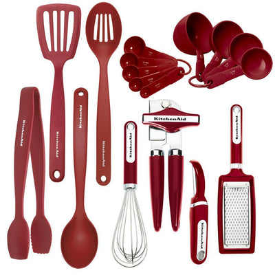 17-Piece Utensils Set in Red - Super Arbor