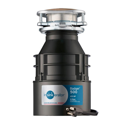 InSinkErator Badger 500 1/2 HP Continuous Feed Garbage Disposal with Power Cord - Super Arbor