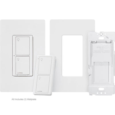 Caseta Smart Switch 3-Way Kit (2 Points of Control) with Pico Remote, Wallplate and Bracket, White - Super Arbor
