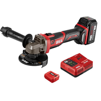 PWRCore Brushless 20V Cordless 4-1/2 in. Angle Grinder Kit w/ 5.0Ah Lithium-ion Battery, PWRAsst USB Adapter and Charger - Super Arbor