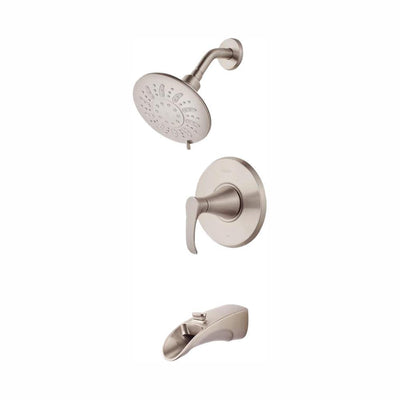 Brea Single-Handle 3-Spray Tub and Shower Faucet in Brushed Nickel with Waterfall Spout (Valve Included) - Super Arbor