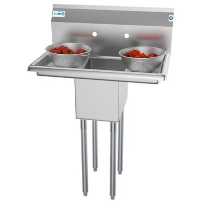 Freestanding Stainless Steel 30 in. 2-Hole Single Bowl Commercial Kitchen Sink - Super Arbor