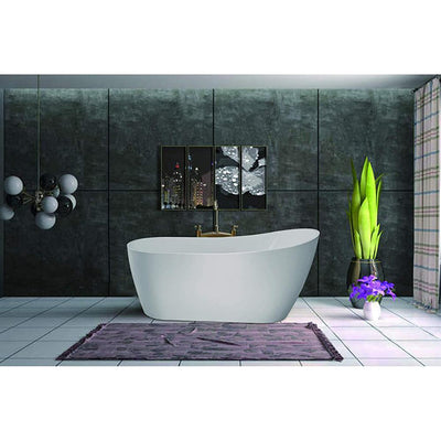 Clermont 59 in. Acrylic Freestanding Flatbottom Bathtub in White - Super Arbor