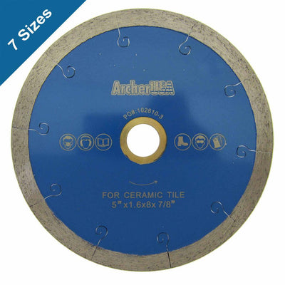 Archer USA 12 in. Continuous Rim Diamond Blade with J-Slot for Tile Cutting - Super Arbor