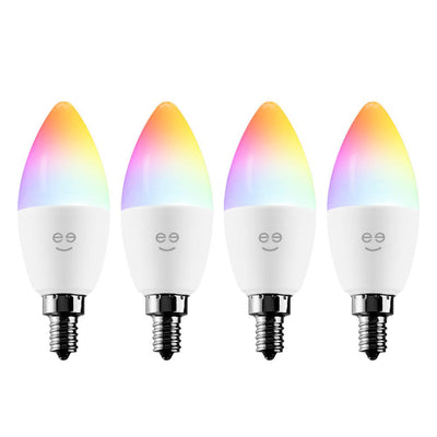 Geeni 40-Watt Equivalent Wi-Fi Smart B11 Edison Multicolor Tunable White LED Light Bulb(4-Pack) - Super Arbor